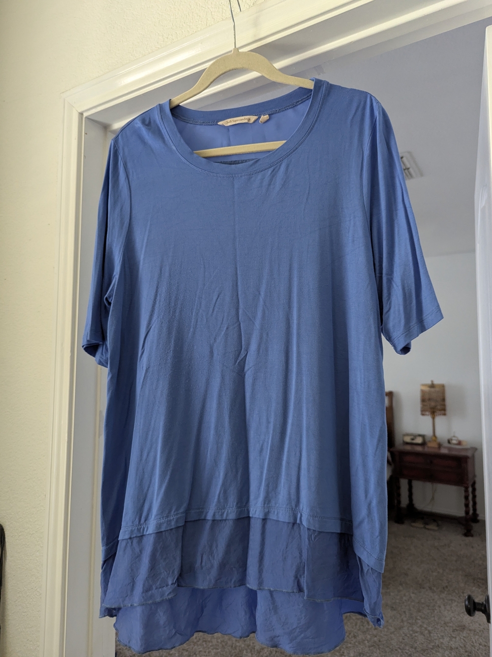 Soft Surroundings Blue Layered Hem Tunic